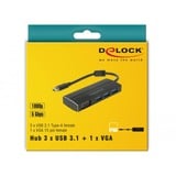 DeLOCK USB-C naar 3x USB-A + VGA adapter Zwart