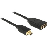 DeLOCK micro HDMI naar HDMI A adapter 4K, 20 cm Zwart