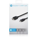 HP DisplayPort naar HDMI kabel, 3 m adapter Zwart