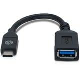 HP USB-C > USB A (2UX19AA) adapter Zwart, 0,1 meter