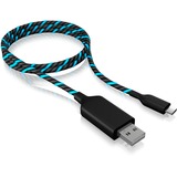 ICY BOX IB-CB023EL USB-A naar Micro-USB-B elektroluminescente kabel Zwart/blauw, 1 meter, Lichtgevend