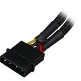 Sharkoon 5,25" 4-pin (male) naar 5,25" 4-pin (female) Y-stroomsplitterkabel Zwart, 15 centimeter