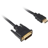 Sharkoon HDMI > DVI-D (24+1) kabel Zwart, 1 meter