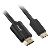 Sharkoon HDMI > mini-HDMI 2.0 kabel, 3,0 meter adapter Zwart, 4K