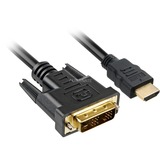 Sharkoon HDMI naar DVI-D Kabel, 2 m adapter Zwart, Single-Link