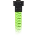 Sharkoon Sata III 90° sleeve kabel Groen, 0,3 meter