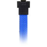 Sharkoon Sata III 90° sleeve kabel Blauw, 0,6 meter