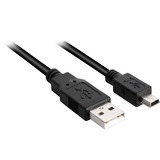 Sharkoon USB 2.0 Kabel, USB-A > Mini USB-B Zwart, Dubbele afscherming, 0,5 meter