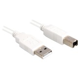 Sharkoon USB 2.0 Kabel, USB-A > USB-B Wit, 2 meter