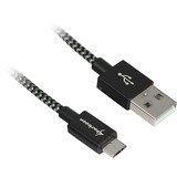 Sharkoon USB 2.0 kabel, USB-A > micro-USB B Zwart/grijs, 1 meter