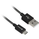 Sharkoon USB 2.0 kabel, USB-A > micro-USB B Zwart/grijs, 2 meter