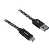 Sharkoon USB 3.2 kabel, USB-A > USB-C Zwart/grijs, 0,5 meter