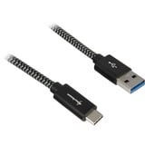 Sharkoon USB 3.2 kabel, USB-A > USB-C Zwart/grijs, 1 meter
