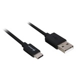 Sharkoon USB-A 2.0 - USB-C kabel Zwart, 3 meter