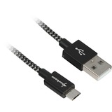 Sharkoon USB-A 2.0 naar Micro-USB-B kabel Zwart/grijs, 0,5 meter
