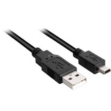 Sharkoon USB-A 2.0 naar mini-USB-B kabel Zwart, 0,5 meter, Dubbele afscherming