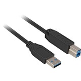 Sharkoon USB-A 3.2 Gen 1 naar USB-B kabel Zwart, 5 meter