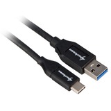 Sharkoon USB-A 3.2 Gen 2 naar USB-C kabel Zwart, 0,5 meter	