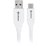 Sharkoon USB-A 3.2 > USB-C kabel Wit, 1 meter