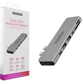 Sitecom Dual USB-C Multiport Adapter Grijs