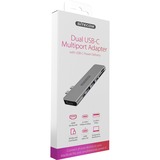 Sitecom Dual USB-C Multiport Adapter Grijs