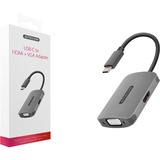 Sitecom USB-C naar HDMI + VGA Adapter Grijs, CN-373