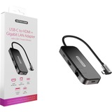 Sitecom USB-C to HDMI + Gigabit LAN Adapter Zwart