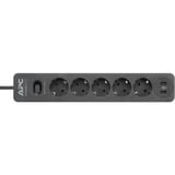 APC PME5U2B-GR stekkerdoos met overspanningsbeveiliging stekkerdoos Zwart, 5x stopcontact + 2x USB Surge lader