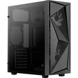 Aerocool Glider Tempered Glass Tower-behuizing Zwart | 2x USB-A 2.0 | USB-A 3.2 (5 Gbit/s) | 2x Audio | Window-kit