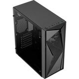 Aerocool Glider Tempered Glass Tower-behuizing Zwart | 2x USB-A 2.0 | USB-A 3.2 (5 Gbit/s) | 2x Audio | Window-kit