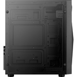 Aerocool Glider Tempered Glass Tower-behuizing Zwart | 2x USB-A 2.0 | USB-A 3.2 (5 Gbit/s) | 2x Audio | Window-kit