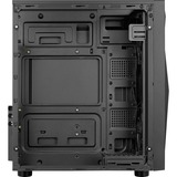 Aerocool Glider Tempered Glass Tower-behuizing Zwart | 2x USB-A 2.0 | USB-A 3.2 (5 Gbit/s) | 2x Audio | Window-kit