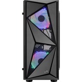 Aerocool Glider Tempered Glass Tower-behuizing Zwart | 2x USB-A 2.0 | USB-A 3.2 (5 Gbit/s) | 2x Audio | Window-kit