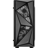 Aerocool Glider Tempered Glass Tower-behuizing Zwart | 2x USB-A 2.0 | USB-A 3.2 (5 Gbit/s) | 2x Audio | Window-kit