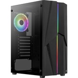 Aerocool Mecha ARGB v2 midi tower behuizing Zwart | 2x USB-A | RGB | Window