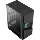 Aerocool Menace Saturn RGB midi tower behuizing Zwart | 2x USB-A | RGB | Window