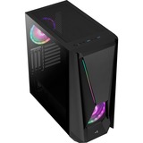Aerocool Visor Tower-behuizing Zwart | USB-A 2.0 | 2x USB-A 3.2 (5 Gbit/s) | 2x Audio | Window-kit