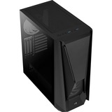 Aerocool Visor Tower-behuizing Zwart | USB-A 2.0 | 2x USB-A 3.2 (5 Gbit/s) | 2x Audio | Window-kit