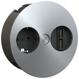 Bachmann TWIST 1x CEE7/3 + USB Edelstaal wandcontactdoos Roestvrij staal