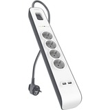 Belkin Spanningsbeveiliger met 4 stopcontacten en 2 USB-poorten  stekkerdoos Grijs/wit