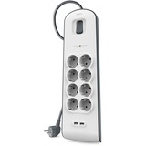 Belkin Spanningsbeveiliger met 8 stopcontacten en 2 USB-poorten  stekkerdoos Grijs/wit