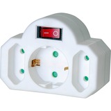 Brennenstuhl Adapterstekker 2 euro aansluitingen + 1 veiligheidsstopcontact met schakelaar stekkerdoos adapter Wit