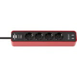 Brennenstuhl Ecolor stekkerdoos 4-voudig + 2x USB Rood/zwart