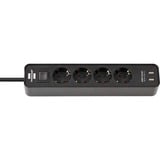 Brennenstuhl Ecolor stekkerdoos 4-voudig + 2x USB stekkerdoos Zwart