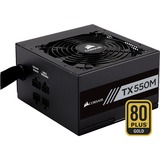 Corsair TX550M, 550 Watt voeding Zwart, 2x PCIe, Kabel-management