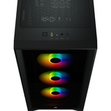Corsair iCUE 4000X RGB Tempered Glass Tower-behuizing Zwart | USB-A 3.2 (5 Gbit/s) | USB-C 3.2 (5 Gbit/s) | Audio | Window-kit