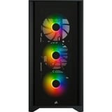 Corsair iCUE 4000X RGB Tempered Glass midi tower behuizing Zwart | 1x USB-A | 1x USB-C | RGB | Tempered Glass