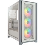 Corsair iCUE 4000X RGB Tempered Glass tower-behuizing Wit, USB-A 3.2 (5 Gbit/s), USB-C 3.2 (5 Gbit/s), Audio, Window-kit