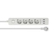 DeLOCK 4-weg stekkerdoos met USB-poorten stekkerdoos Wit