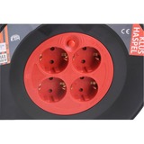 ETM Kabelhaspel, 25m, 4x geaard Blauw/rood, voor 4 stekkers